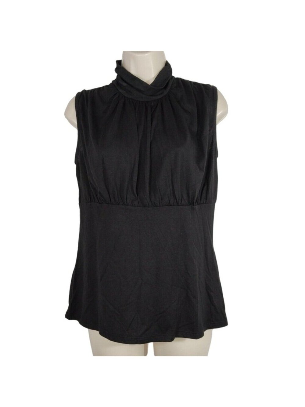 George Black Mock Neck Sleeveless Top Shirt Women Size S 4-6 Office Casual NEW
